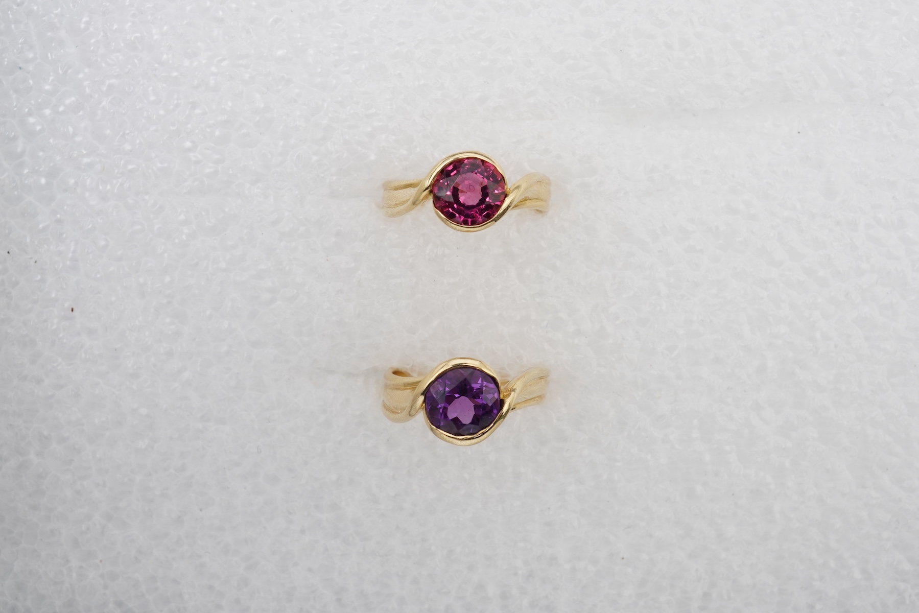 Angela Cummings, two gem-set rings, circa 1988